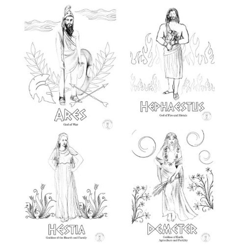 Greek Gods Coloring Pages/If you and your children love Greek Mythology, you 'll get directly 14 pages to color with all Olympian Gods