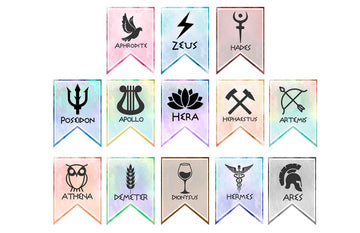 Greek Gods Symbols Banner/Percy Jackson inspired.Perfect banner if you are organizing a Greek Mythology or Percy Jackson party.2 versions