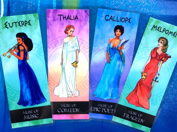 Nine Muses Bookmarks/9 bookmarks with each Muse and and a message/Greek Muses art/Erato,Melpomene,Clio,Terpsichore,Thalia,Euterpe,Calliope