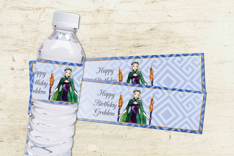 Greek Goddess water bottle wrappers/8 Greek Goddess digital files for the best Greek Mythology party/Athena,Hera,Aphrodite,Artemis etc