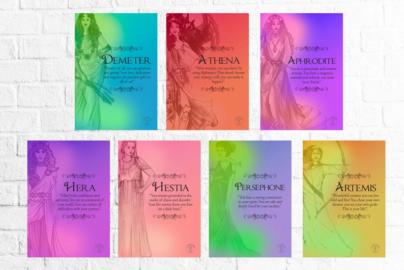 Greek Goddesses Prints/ Greek Goddesses Cards/Discover the Goddess inside you! /14 pages instant download/altar supplies/digital file