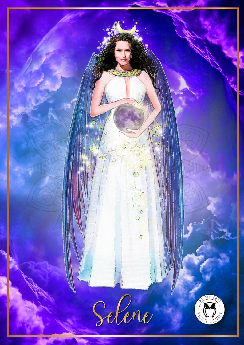 Selene prayer card/Goddess Selene invocation card/Goddess of the moon invocation card