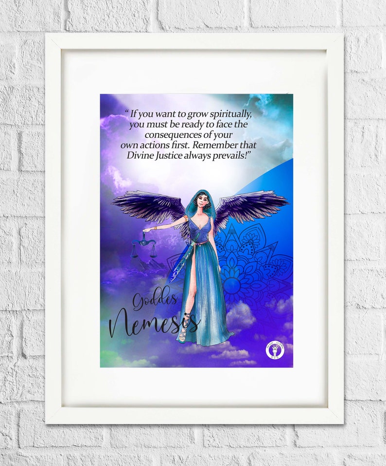 Goddess Nemesis art print/Goddess of retribution and divine justice /Nemesis poster/Goddess of Divine Justice/A5 print, bonus 4 cards