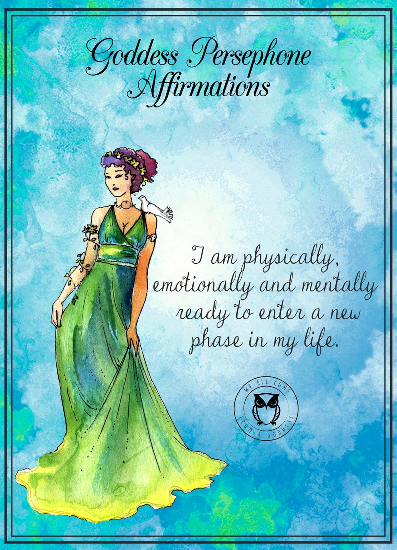 Persephone Affirmation cards, 20 different messages/connect with your inner Goddess, tips and affirmations/ instant download