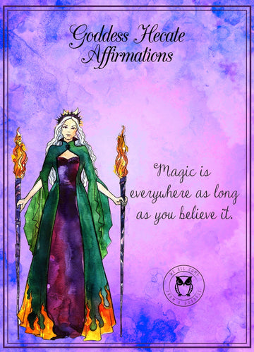 Hekate affirmations/connect with Goddess Hecate/Goddess of magic/Affirmation cards, 17 different messages/affirmations|instant download