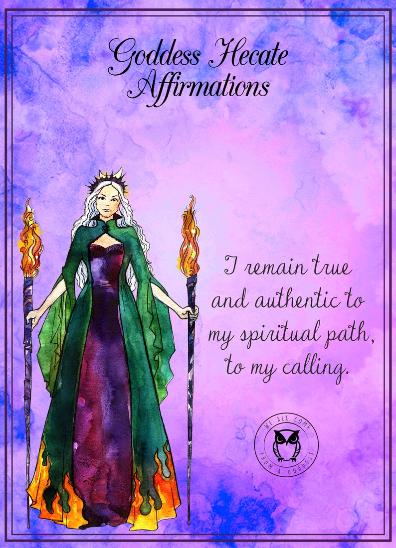 Hekate affirmations/connect with Goddess Hecate/Goddess of magic/Affirmation cards, 17 different messages/affirmations|instant download