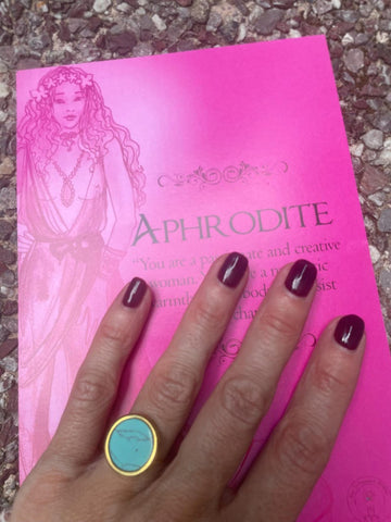 Goddess Aphrodite ring/turquoise ring/Aphrodite ring/stainless steel ring