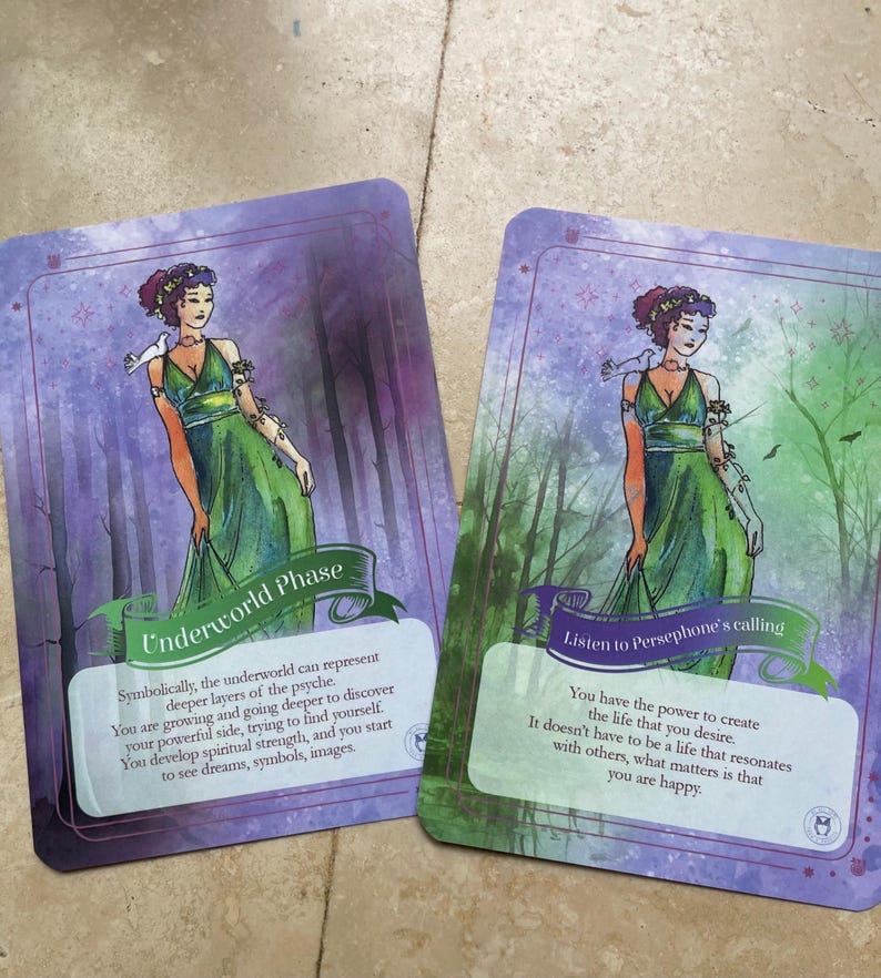 Goddess Persephone oracle cards/56 Goddess of the Underworld cards/Goddess tarot deck/ Discover your Persephone Power/Persephone tarot/